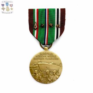 Wwii Us Army European African Middle Eastern Campaign Medal Arrowhead 3 Stars