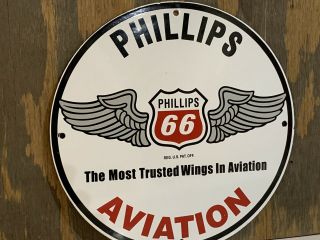 12in Phillips 66 Aviation Gasoline Porcelain Sign Oil Gas Pump Plate