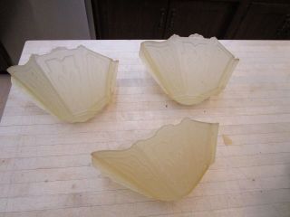 (3) Art Deco Slip Shades For Ceiling Light Chandelier Shades Only