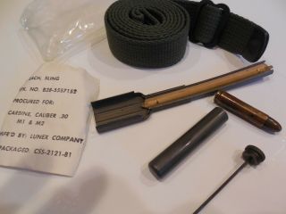 Vintage US Military M1 Carbine Sling,  Oiler,  dummy round,  strip clip,  guide 3