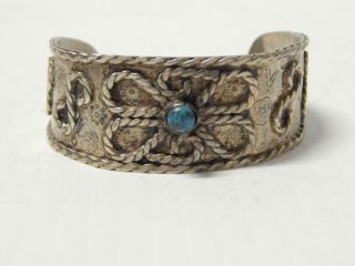 Vintage Fred Harvey Era Navajo Indian Sterling Silver Turquoise Bracelet