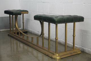 Vintage Fender Fireplace Bench In The Style Of Danny Alessandro - Brass - Leather