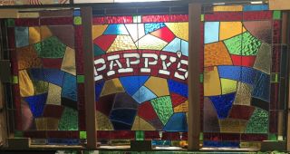 Large Pappy’s Pizza Stained Glass Window