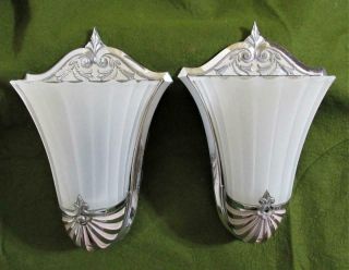 Beardslee Art Deco Sconce & Glass Shade (pair) Vintage Antique Lamp Sconces 2 Pc