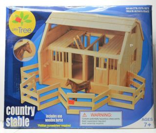 Toy Horse Stable Made From Real Wood Playset Corral Little Tree Nip Barn Farm