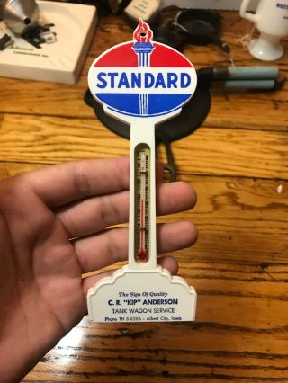 Vintage 1950 Standard Gas & Oil Co.  Advertising Thermometer Albert City Iowa