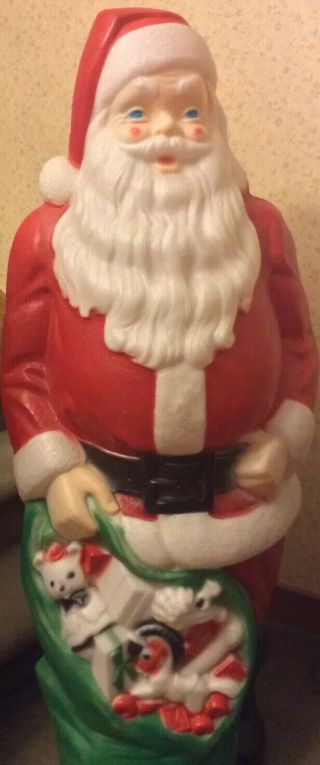 Vintage Empire 46” Christmas Santa Claus With Toy Sack Lighted Blow Mold Yard