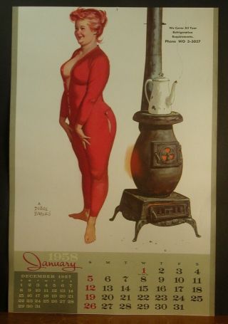 Duane Bryers Hilda January 1958 Union Suit Warming Buns By Wood Burning Stove