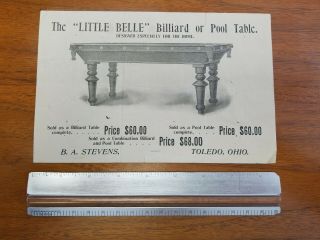 1903 Advertising Billhead B.  A.  Stevens Billiard Pool Table Large Illustration 3