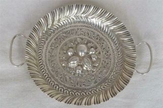 A Antique Solid Sterling Silver Victorian Twin Handled Tray Dates 1889.