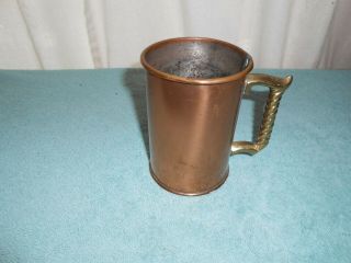 Vintage Colonial Virginia Handmade Solid Copper Mug With Brass Handle Hampton Va