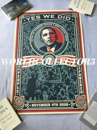 Barack Obama " Yes We Did " Poster Shepard Fairey - Size 24 X 36 (damage)