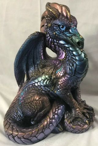 Windstone Editions Peacock Iridescent Large 9 " Male Dragon Signed Pena 