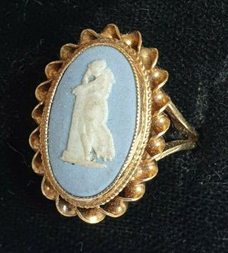9ct Gold Wedgwood Jasper Goddess Ring Asprey & Co Size J 1/2 A Beauty