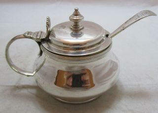 Antique Victorian Sterling Silver Mustard Pot & Spoon,  155 Grams,  1861