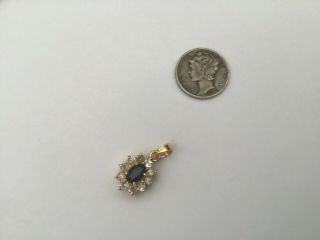 18k Yellow Gold,  Diamonds And Dark Blue Sapphire Pendant,  2.  5 Gr
