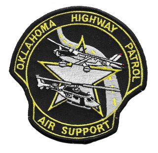 Police Patch Oklahoma Highway Patrol Air Support Helicopter Fixed Wing Aviation
