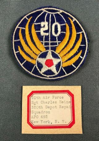 Ww2 Us Army Usaaf 20th Air Force Ssi Patch Theater Made 903m