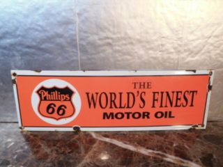 Phillips 66  Porcelain Advertizing Sign 17x5.  5  On Heavy Metal Great Colors