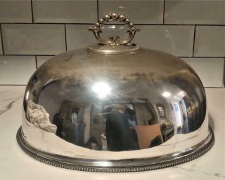 Impressive Large Antique Silver Plated Meat Dome C 1860,
