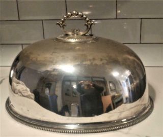 Impressive Large Antique Silver Plated Meat Dome C 1860, 3