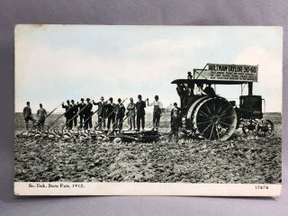 1912 Aultman Taylor Gas Engine Tractor South Dakota Fair Farm Postcard Antique