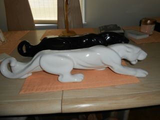 Vintage Royal Haeger Ceramic Panther Cat Statues