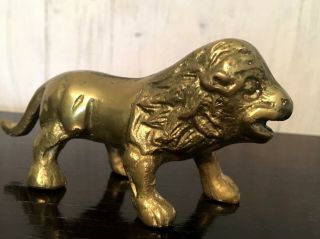 Vintage Hand Made Solid Brass Lion Figurine Paper Weight