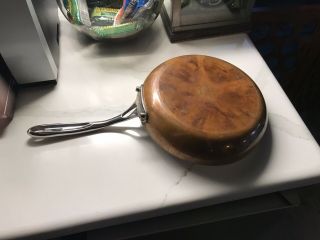Vintage Sur La Table 10” 24 Cm Copper Splayed Skillet Pan Stainless Lined