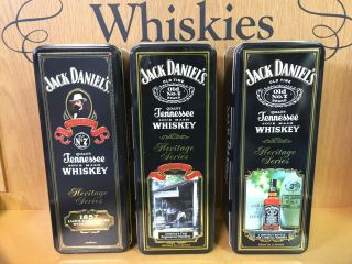 Jack Daniels Heritage Series 3 Piece Set Of Bottle Tins No Bottles