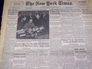 1949 October 27 York Times - Truman Signs Pay Rise Bill - Nt 2989