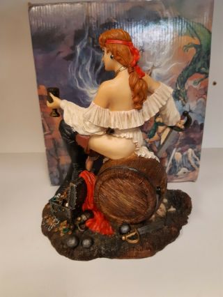 1996 Myths & Legends Female Carribbean Pirate w Goblet and Treasure Resin Statue 3