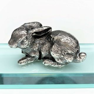 Sterling Silver Bunny Rabbit Laying Down Figurine