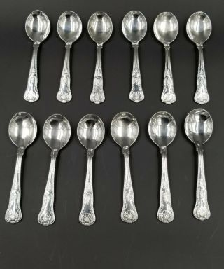 English Reed And Barton King Silverplated Round Gambo/ Oyster Spoons Set Of 12