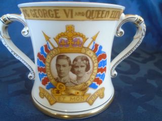 King George Vi Loving Cup Commemorating His Coronation Made By Shelley