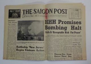 Saigon Post Newspaper October 1968 Vietnam War Uss Jersey Humphrey Gandhi