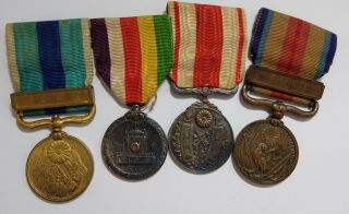 Japan 1915 & 1928 Sterling Emperor Medal Japanese Russia & China War Dispatch