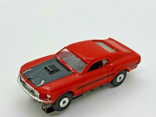 Stunning Vintage Aurora Thunderjet 1969 Ford Mustang Mach 1 Slot Car Red & Runs