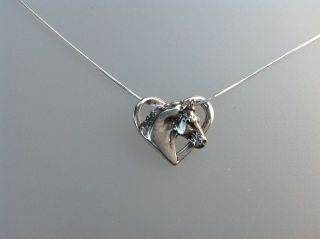 Floating Heart With Dressage Horse Sterling Silver Pendant And Chain Zimmer