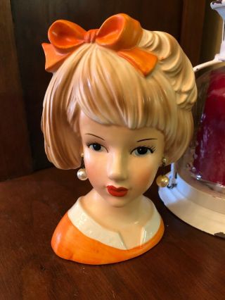 Vintage 7 1/2” Relpo Lady Headvase Head Vase 2