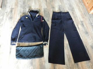 Vintage 1940s Naval Clothing Factory Us Navy Wool Uniform Shirt,  Pants,  Scarf
