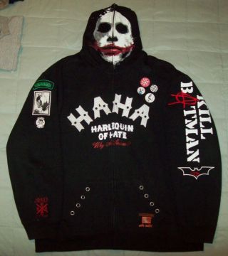 The Joker Rare Hoodie 3xl Ecko Dark Knight Heath Ledger Mask Halloween Batman