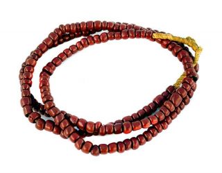 Strand Of Brick Red Antique Venetian Beads - African Trade