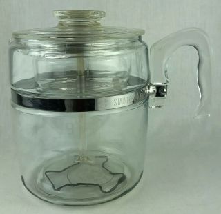 Vintage Pyrex Flameware 9 - 6 Cup Percolator Coffee Maker 7759 Clear Glass Pot