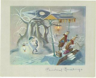 Emett Artist Signed Christmas Greetings Card Comic Hangdog Halt Sharpes Classic