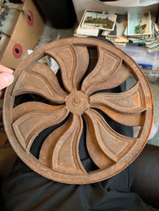 Antique Double Round Heat Register Grate ? Cast Iron,  Spiral Style