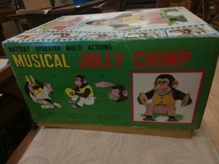 VINTAGE 1950s DAISHIN Musical Jolly Chimp Cymbal Monkey Toy Box. 3