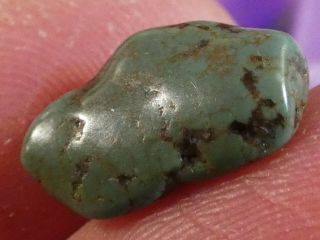 Antique Tibetan Natural Green Turquoise Bead Patina 14.  8 By 9 Mm