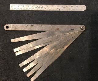 2 Old Tools Einar B Hanson Spark Plug Gap Tool North American Mfg Co.  Metal Ruler