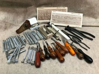 Vintage Leather Crafting/working Tools,  Punches,  Stencils,  Etc.